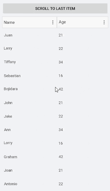 Scroll to last item button jumps the list to the bottom item