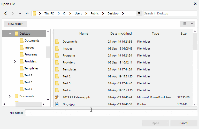 Search functionality in Telerik UI for WinForms FileDialogs