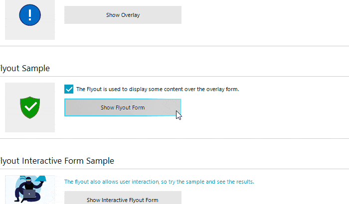 Telerik UI for WinForms Flyout control Overview