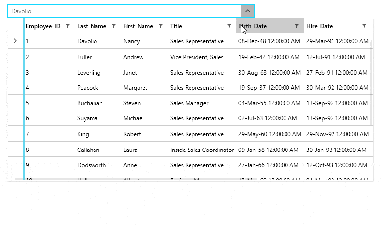 Filtering in the WPF MultiColumnComboBox control
