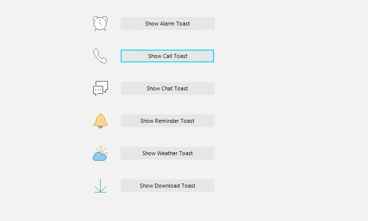 Workflows for WinForms Toast Notification Manager 