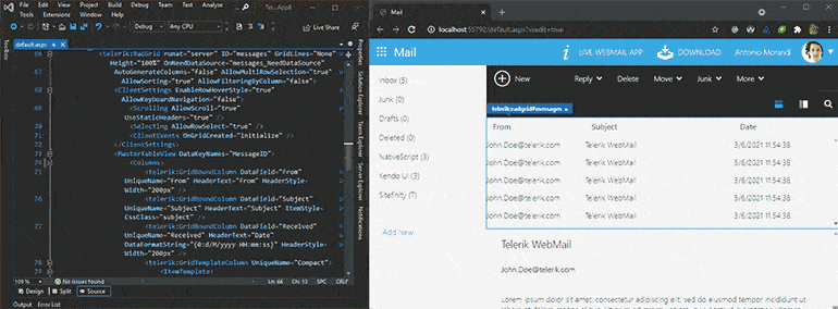 Web Live Preview in Action RadGrid  - click for full screen video in a new tab