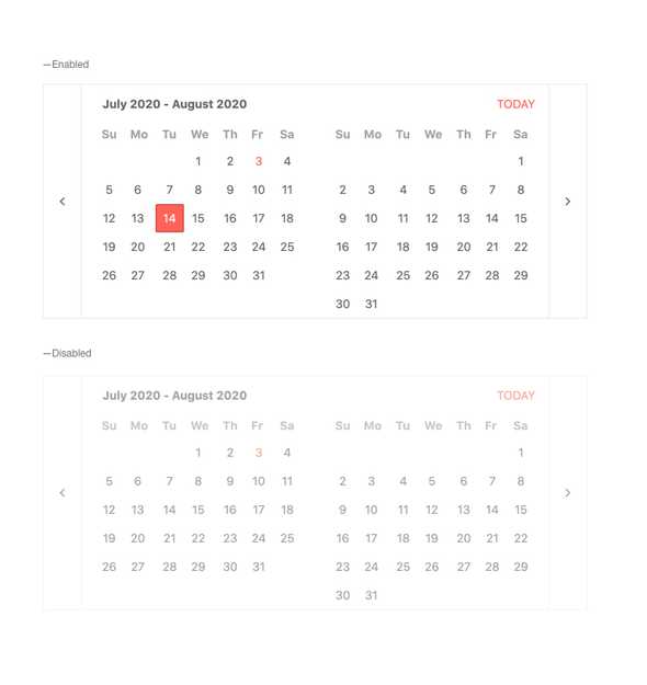 React MultiViewCalendar - Disabled, KendoReact UI Library