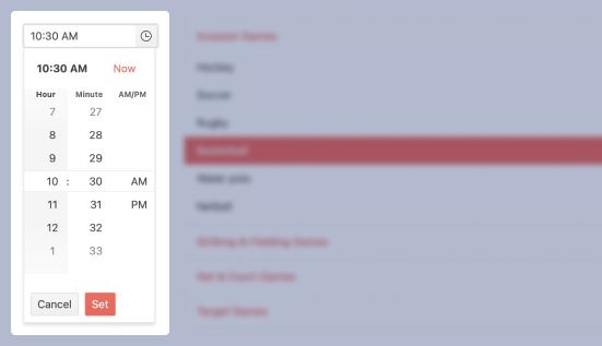 TimePicker Header