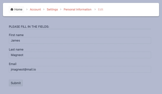 BreadCrumb Header
