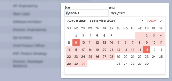 DateRangePicker Header