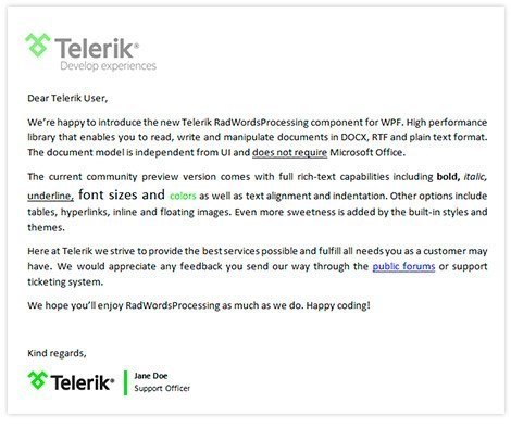 Telerik UI for WinUI WordsProcessing - Rich Document Model