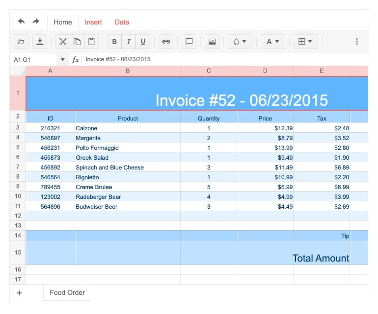 Telerik UI for ASP.NET MVC Spreadsheet Overview