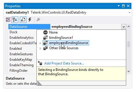 WinForms DataEntry control demonstrating data-binding