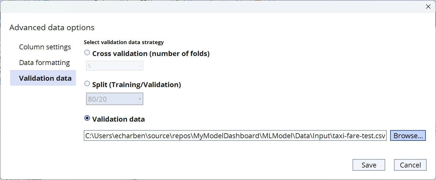 advanced data options - validation data