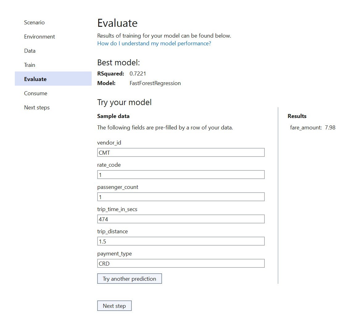 Evaluate model screen