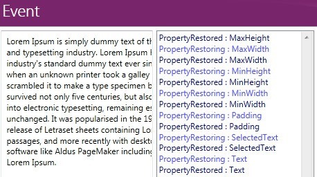 WPF PersistenceFramework demonstrating an Efficient use of space