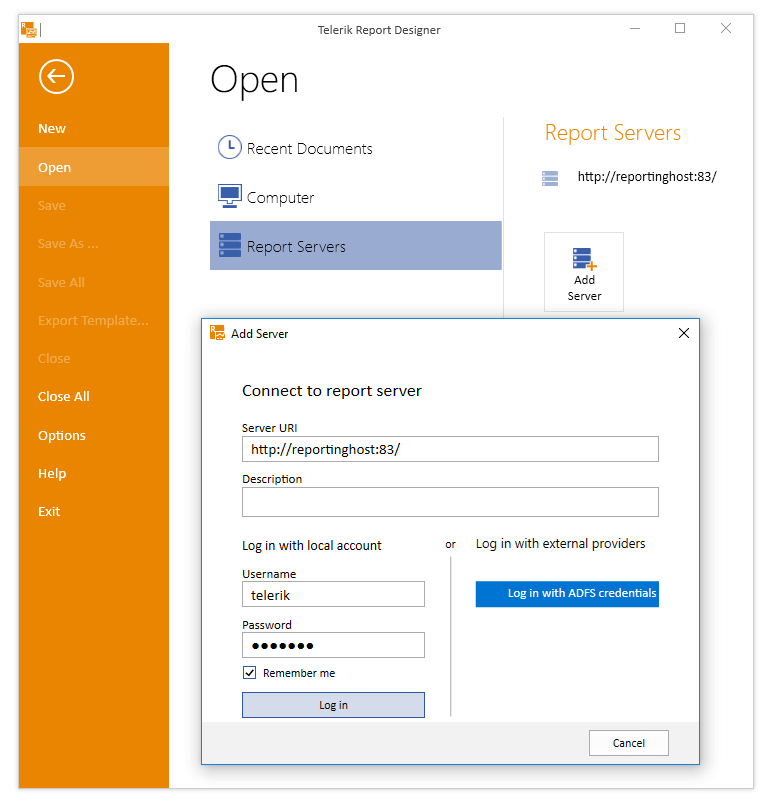 (1) Telerik Report Designer Integration