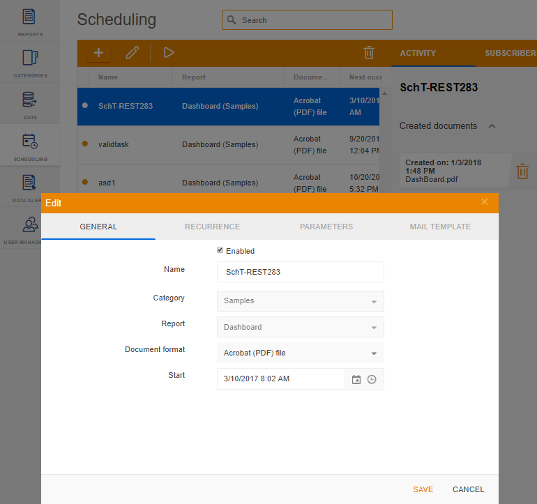 (2) Report Scheduling