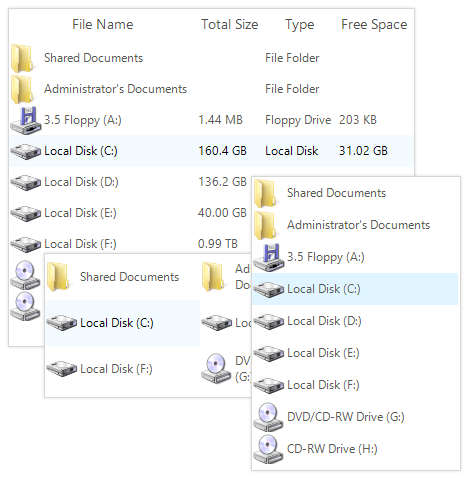 WinForms ListView control displaying views