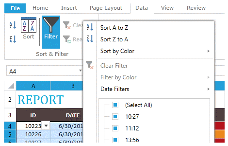 Filtering Support in WPF SpreadProcessing Library