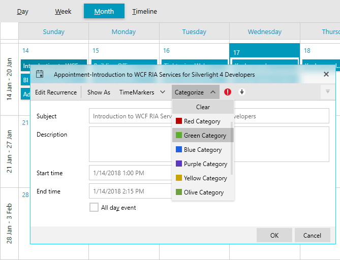 ScheduleView with Fluent Light theme