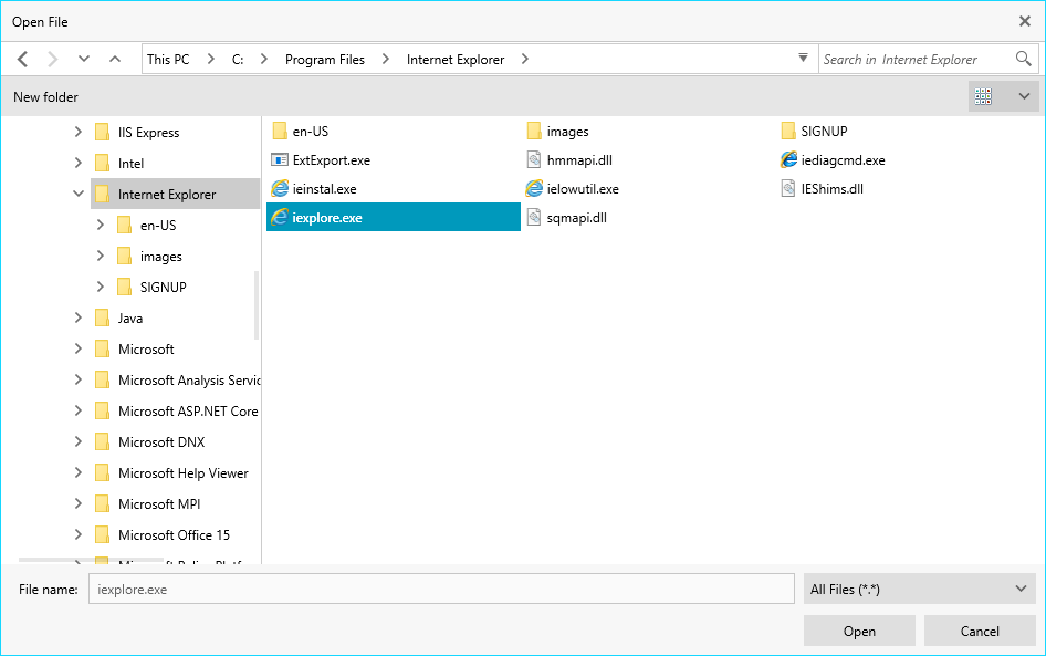WPF File Dialogs displaying Open File Dialog