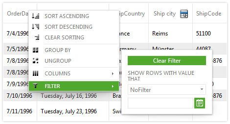 Telerik UI for ASP.NET AJAX Grid - Context Menu