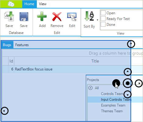 WinForms Dock control displaying BugTracker