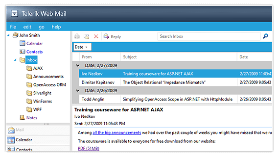 Web Mail Sample App for ASP.NET AJAX from Telerik