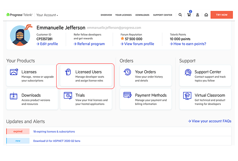 Assign developers and managers to the purchased licenses 1
