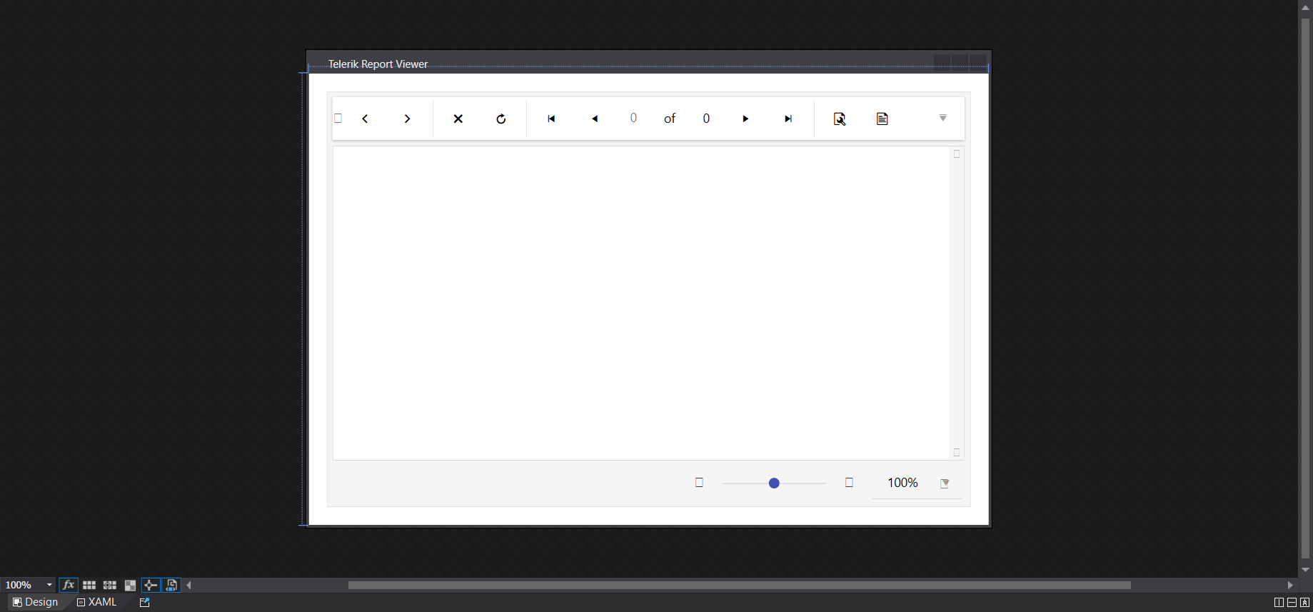 Telerik report viewer design window