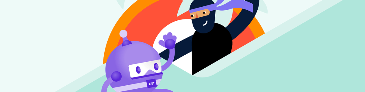 .NET MAUI mascot and Telerik Ninja