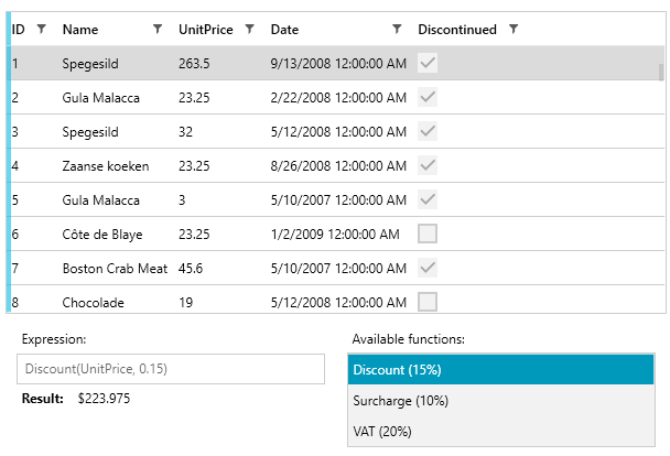 WPF ExpressionParser demonstrating a Parse operation