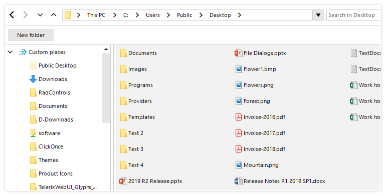 Support for System Custom Places in WinForms File Dialogs