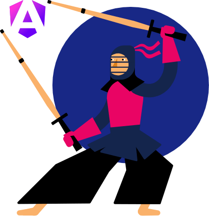 Kendoka with Angular logo