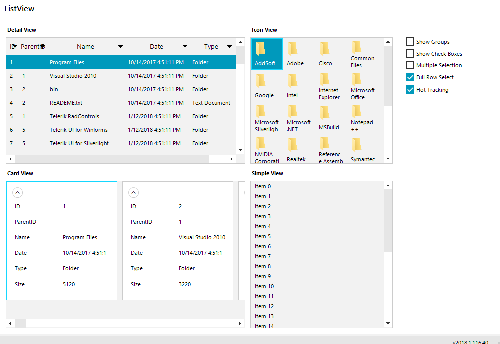 WinForms ListView control Fluent theme