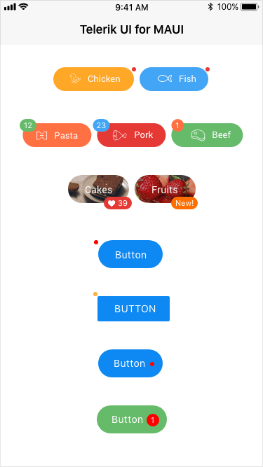 Telerik UI for .NET MAUI BadgeView control Positions
