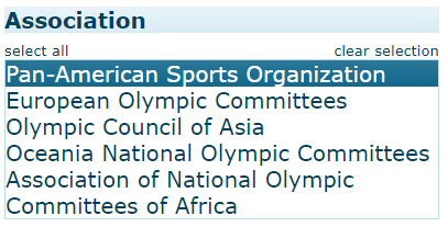 Under Association, the Pan-American Sports Organization is selected.