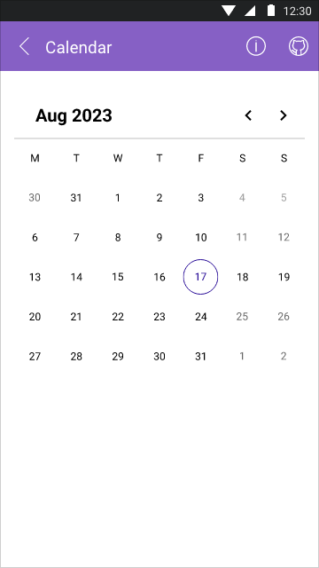 .NET MAUI Calendar - Month View Selection