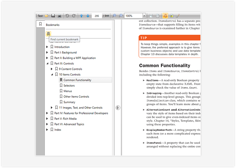 Bookmarks Support in WPF PDFViewer control