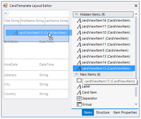 Telerik UI for WinForms displaying CardView Card Template