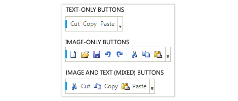 Telerik UI for WinForms CommandBar control displaying Text and Image support