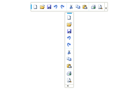 WinForms CommandBar control displaying Horizontal and Vertical Orientations