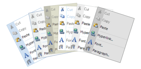 UI for WinForms ContextMenu displaying different Appearance scenarios