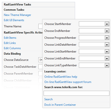 UI for WinForms GanttView Design Time