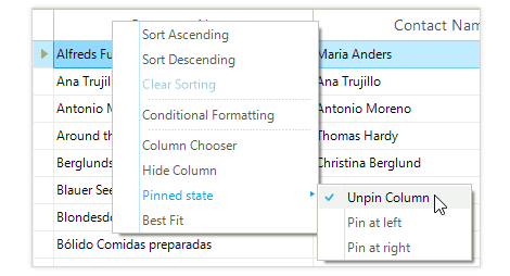 UI for WinForms GridView Context Menu