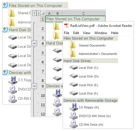WinForms ListView control displaying Exporting functionality