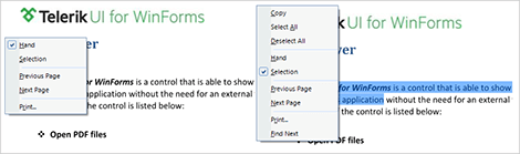 UI for WinForms PDF Viewer Pan and Selection