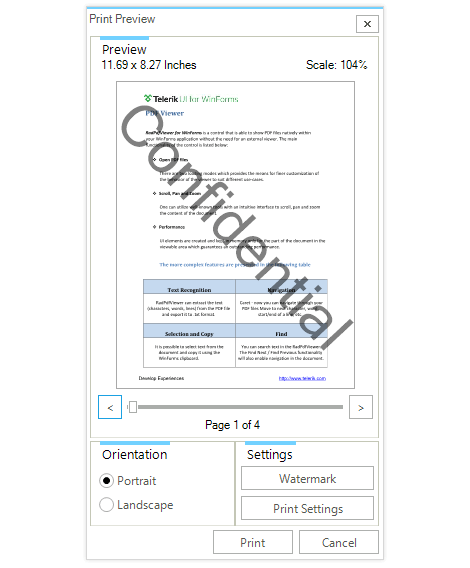 UI for WinForms PDF Viewer Printing