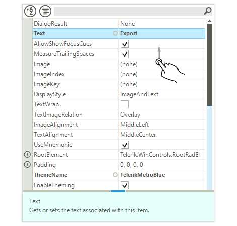 UI for WinForms PropertyGrid visualizing Touch Support