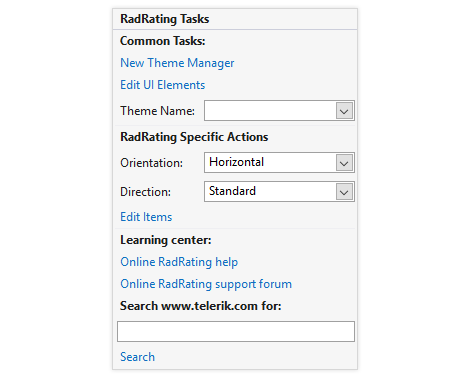 UI for WinForms Rating control Design Time