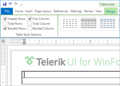 WinForms RadRichTextEditor control displaying Predefined Styles