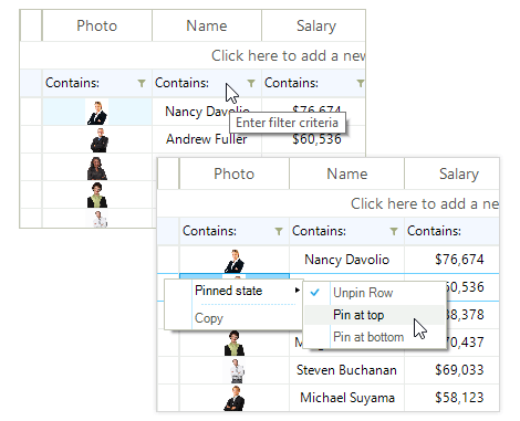 VirtualGrid for Telerik WinForms Context Menu Screenshot