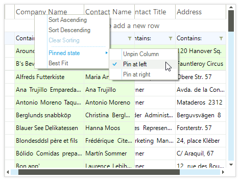 VirtualGrid for Telerik WinForms Pinning Screenshot